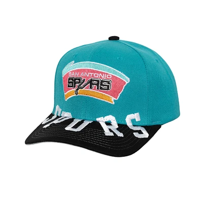 Casquette Snapback bicolore Mitchell & Ness San Antonio Spurs Underarch pour homme turquoise/noir