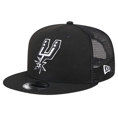 Men's New Era Black San Antonio Spurs 9FIFTY Snapback Trucker Hat