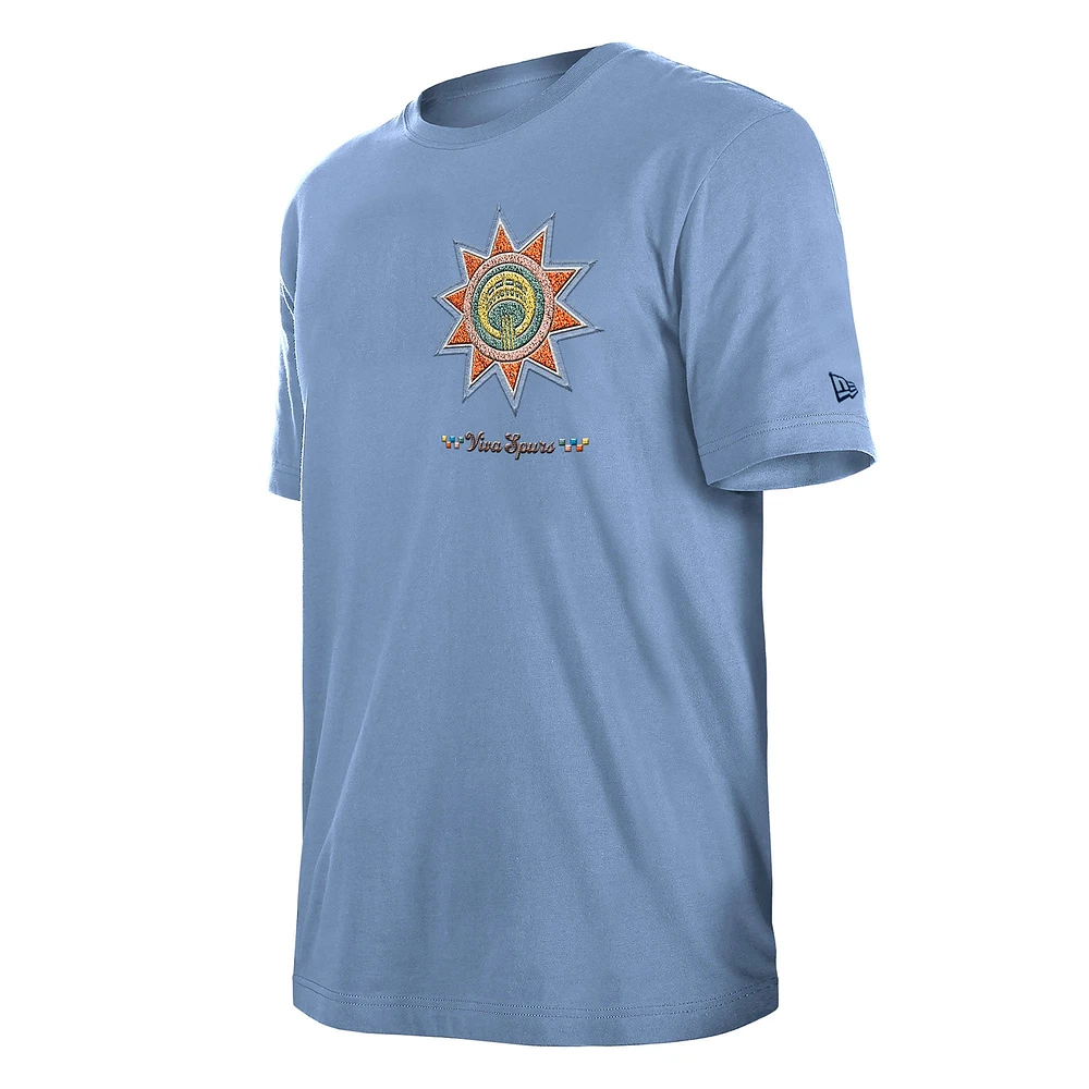 Men's New Era  Light Blue San Antonio Spurs 2024/25 City Edition Chenille Heavyweight T-Shirt