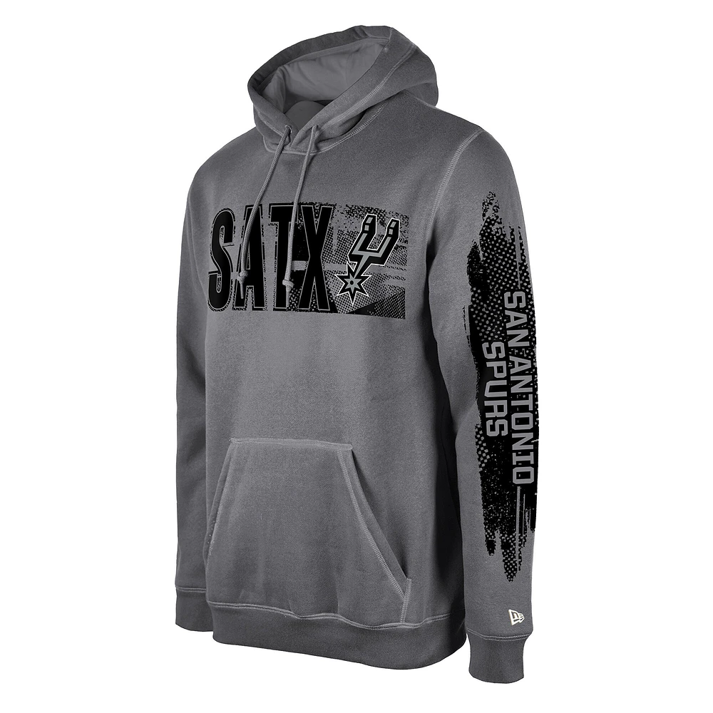 Men's New Era San Antonio Spurs Gray Tip-Off Collection Pullover Hoodie