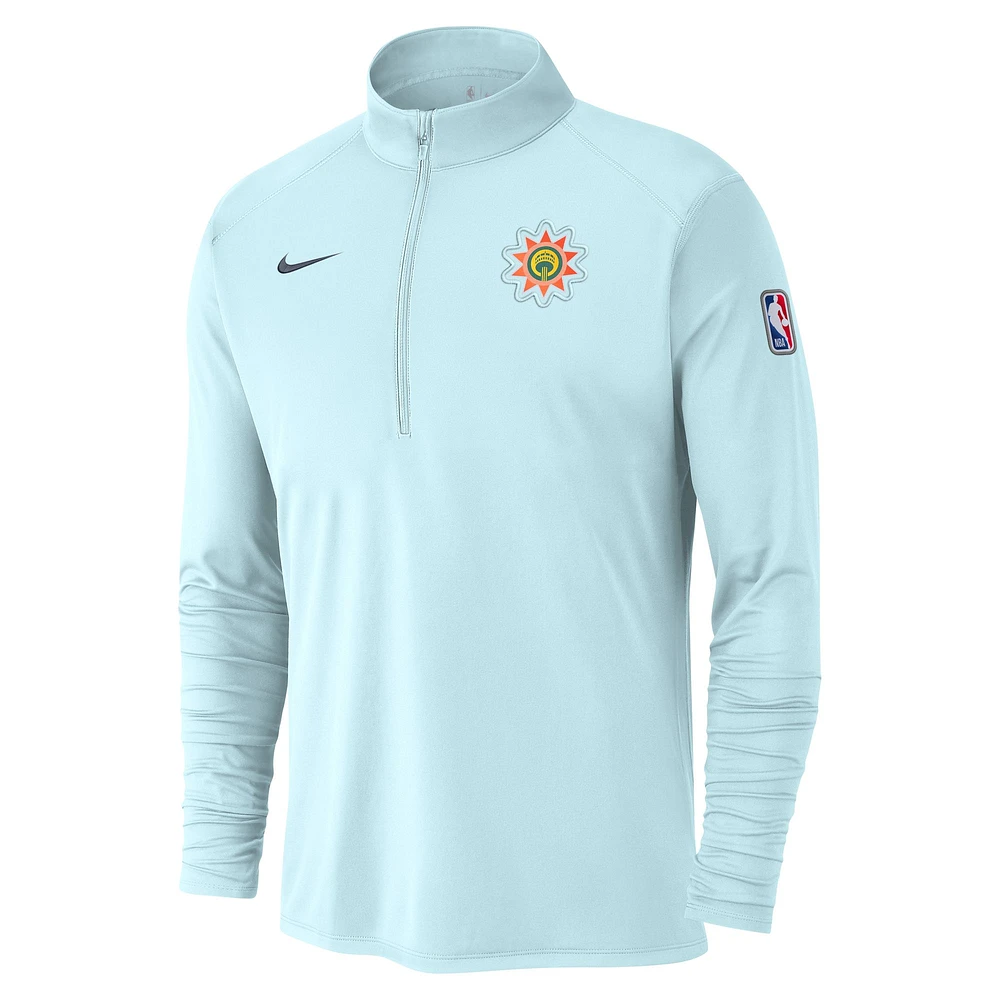 Men's Nike Light Blue San Antonio Spurs 2024/25 City Edition Authentic Coaches Performance Half-Zip Top