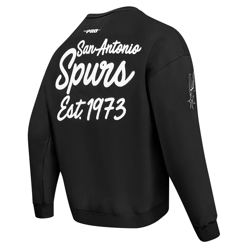 Men's Pro Standard Black San Antonio Spurs Paint the City Drop Shoulder Sweatshirt