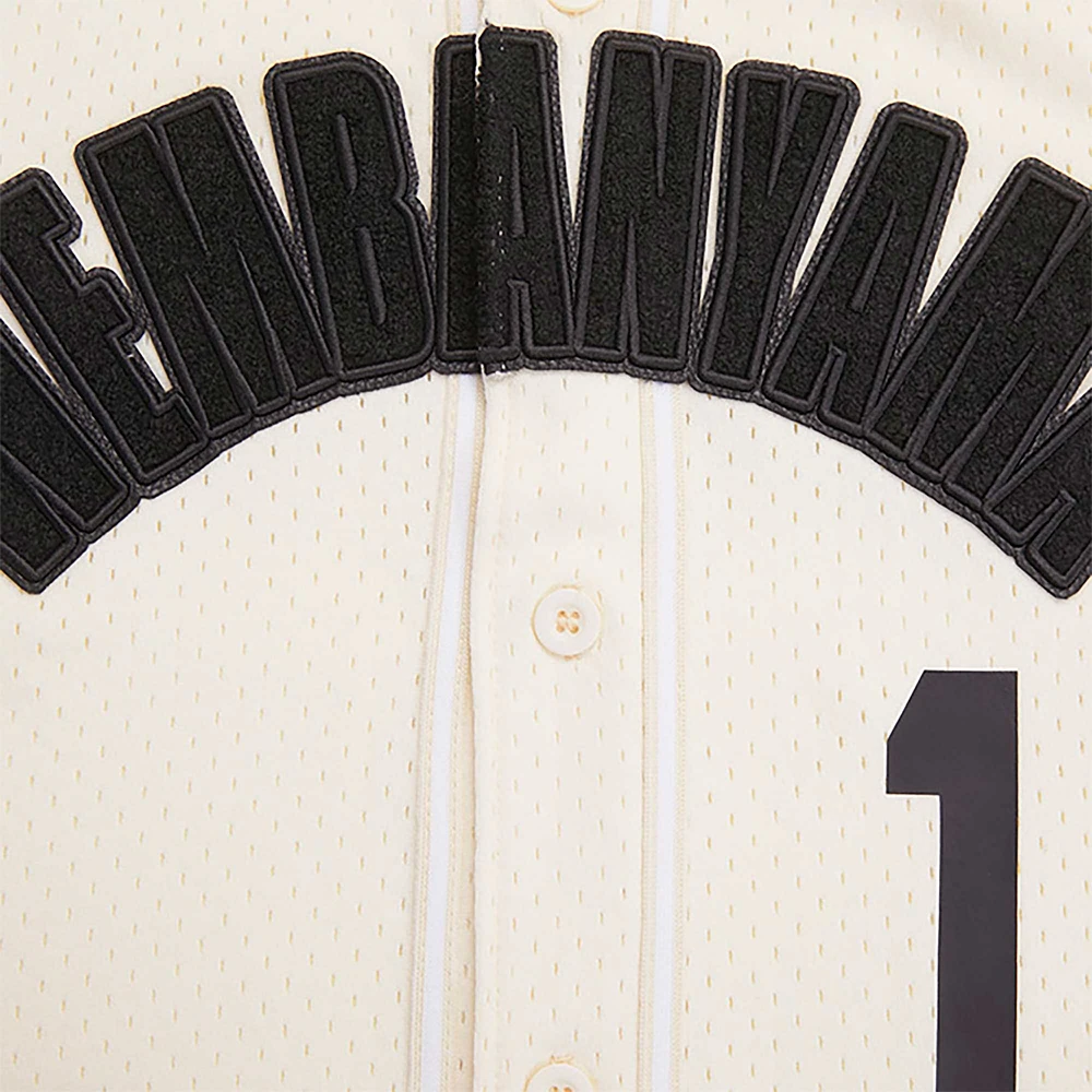 Men's Pro Standard Victor Wembanyama Cream San Antonio Spurs Triple Tonal Mesh Button-Up Top
