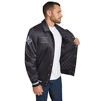 Men's Tommy Jeans Black San Antonio Spurs Jacob Chain Stitch Applique Full-Snap Varsity Jacket