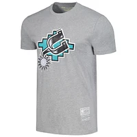 Unisex Mitchell & Ness Heather Gray San Antonio Spurs Hardwood Classics MVP Throwback Logo T-Shirt