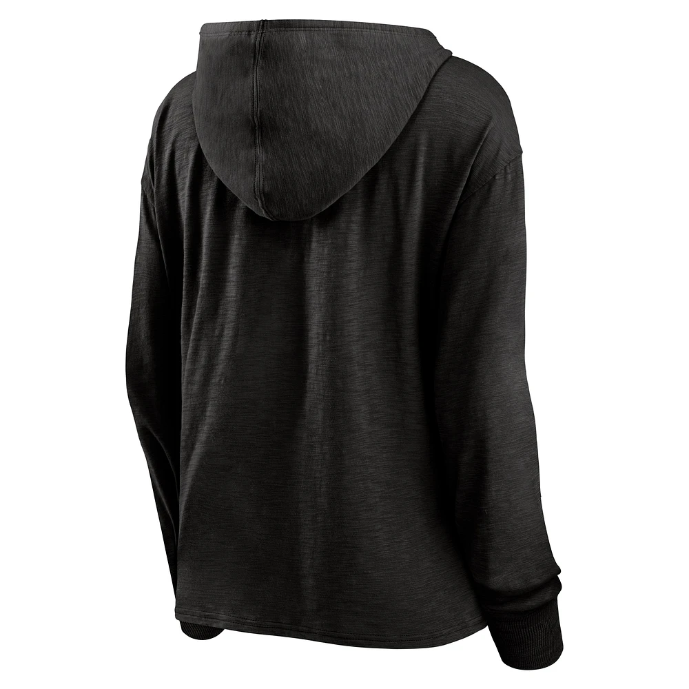 Women's Fanatics Black San Antonio Spurs Full Steam Slub Hoodie T-Shirt