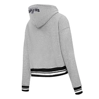 Women's Pro Standard Heather Gray San Antonio Spurs Script Tail Cropped Pullover Hoodie