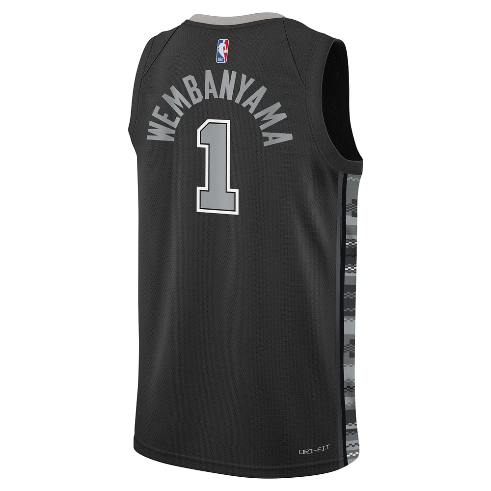 Youth Jordan Brand Victor Wembanyama Black San Antonio Spurs Swingman Jersey - Statement Edition