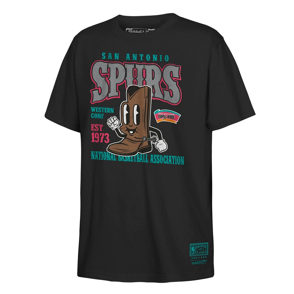 T-shirt noir rétro Mitchell & Ness pour jeunes avec inscription « San Antonio Spurs »