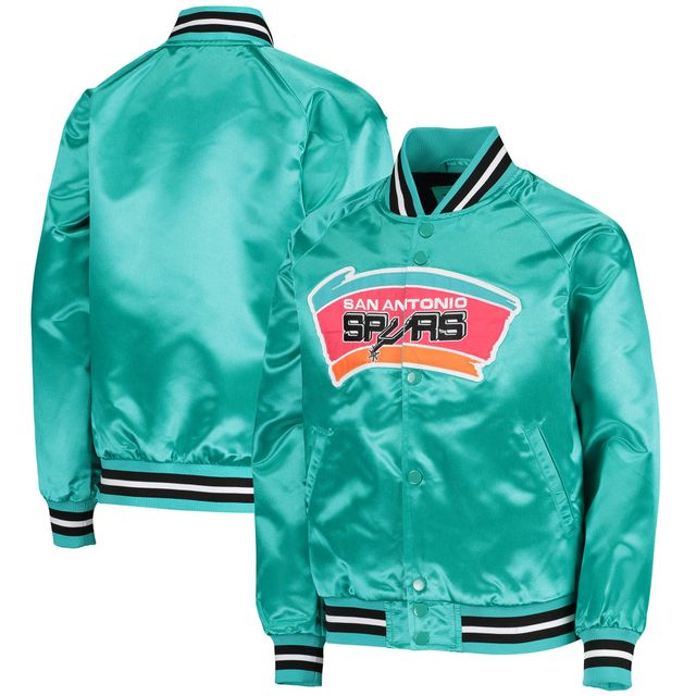 Veste San Antonio Spurs Hardwood Classics Satin Raglan Full-Snap pour jeune Mitchell & Ness Bleu sarcelle