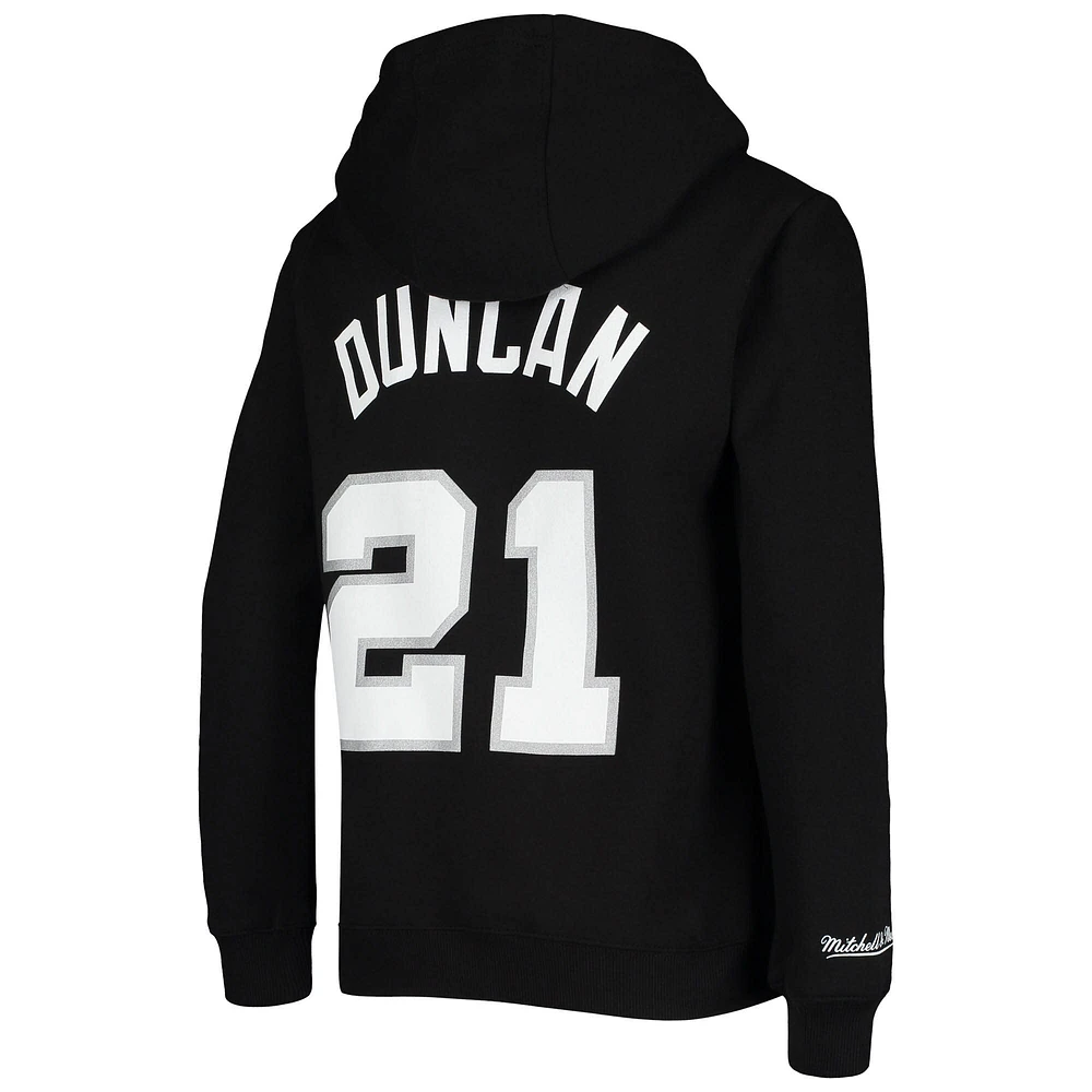 Youth Mitchell & Ness Tim Duncan Black San Antonio Spurs Hardwood Classics Name Number Pullover Hoodie