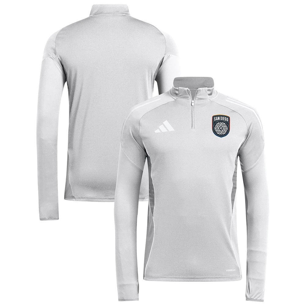 Men's adidas Silver San Diego FC 2025 Quarter-Zip Long Sleeve Training Top
