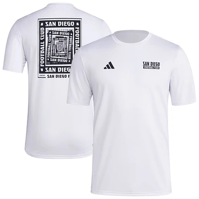 T-shirt cache-cœur blanc adidas San Diego FC pour homme