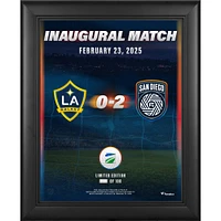San Diego FC Framed 13" x 16" Inaugural Match vs. LA Galaxy on February 23, 2025 Collage with a Piece of Match-Used Soccer Ball - Limited Edition of 100