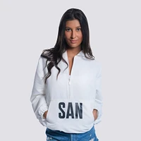 Women's Lusso  White San Diego FC Paige Half-Zip Hooded Jacket