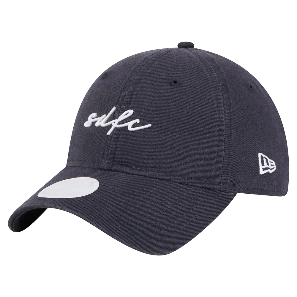 Women's New Era  Navy San Diego FC Script 9TWENTY Adjustable Hat