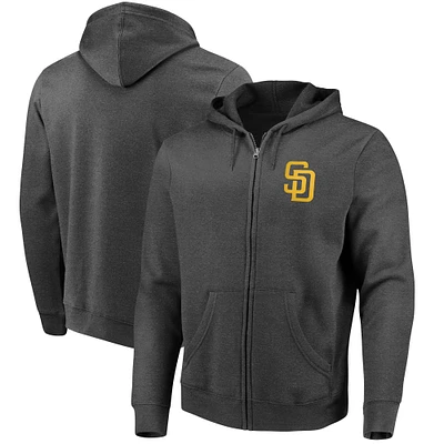 Sweat à capuche zippé Big Gamer des San Diego Padres pour hommes Fanatics Heather Charcoal