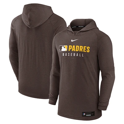 Sweat à capuche Nike Heather Brown San Diego Padres Authentic Collection Tri-Blend Performance pour homme