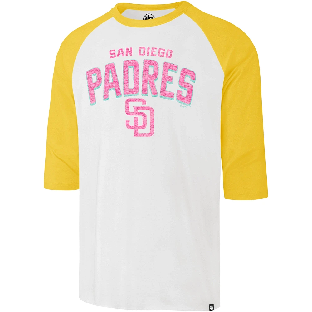 Men's '47 Cream San Diego Padres City Connect Crescent Franklin Raglan 3/4-Sleeve T-Shirt