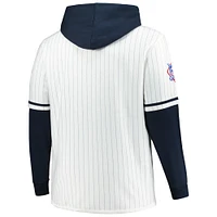 Men's '47 White San Diego Padres Big & Tall Pinstripe Double Header Collection Pullover Hoodie