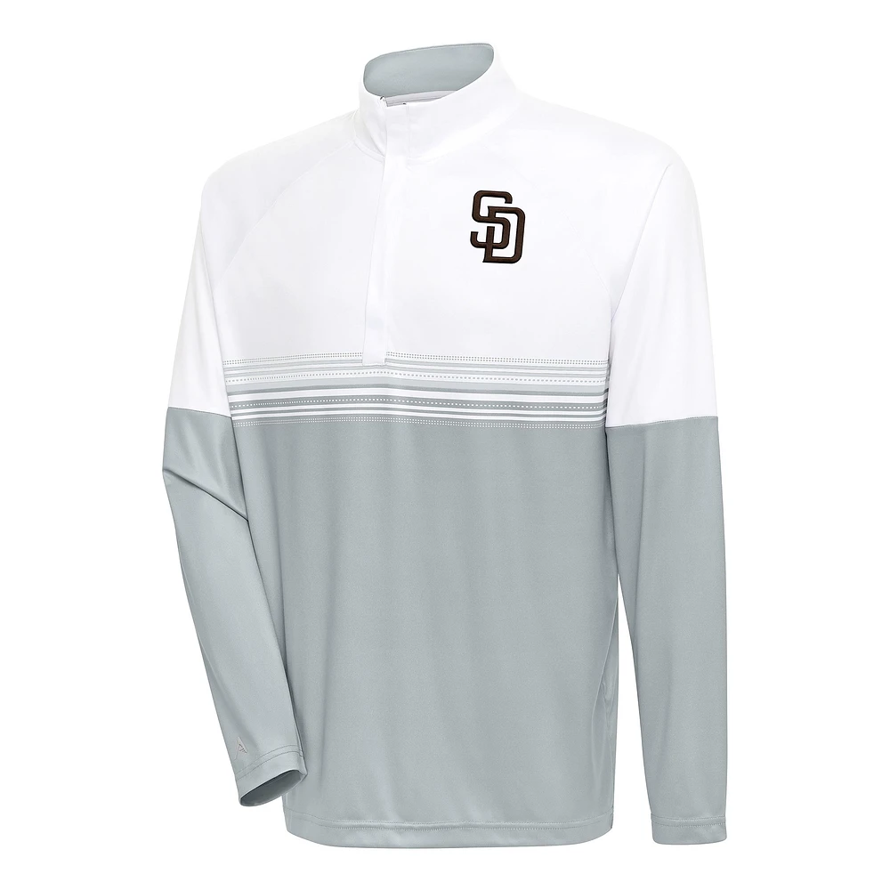 Pull-over zippé quart de tour Bender des Padres San Diego pour homme, blanc/gris, Antigua