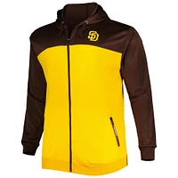 Sweat à capuche zippé pour homme San Diego Padres Big & Tall Yoke marron/doré