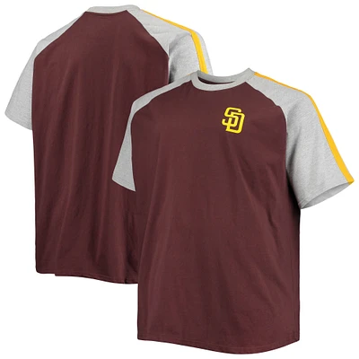 Men's Brown/Heathered Gray San Diego Padres Big & Tall Circular Raglan T-Shirt
