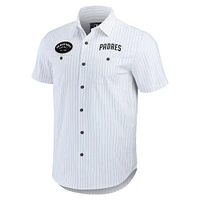 Collection Darius Rucker pour hommes par Fanatics Chemise boutonnée à manches courtes blanche rayures pin des Padres de San Diego