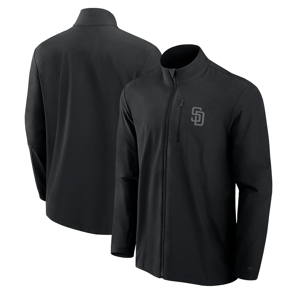 Veste zippée intégrale Fanatics noire pour homme, modèle Front Office Micro Tonal des Padres de San Diego