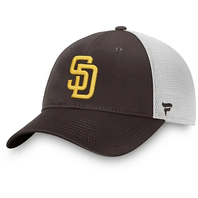 Casquette réglable de camionneur non structurée Fanatics marron/blanc San Diego Padres Team Core pour hommes