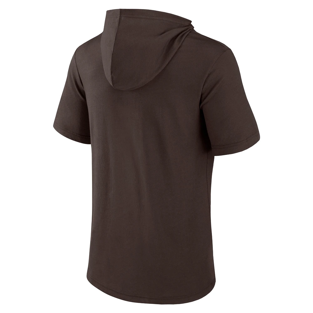 Men's Fanatics Brown San Diego Padres Iconic Rebel Short Sleeve Hooded Top