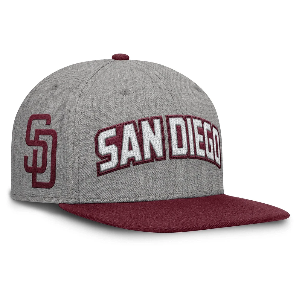 Casquette Snapback en feutre à point de chaînette Fanatics gris/marron pour homme des Padres de San Diego Elements