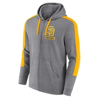Men's Fanatics Heather Gray San Diego Padres Gains Fleece Full-Zip Hoodie