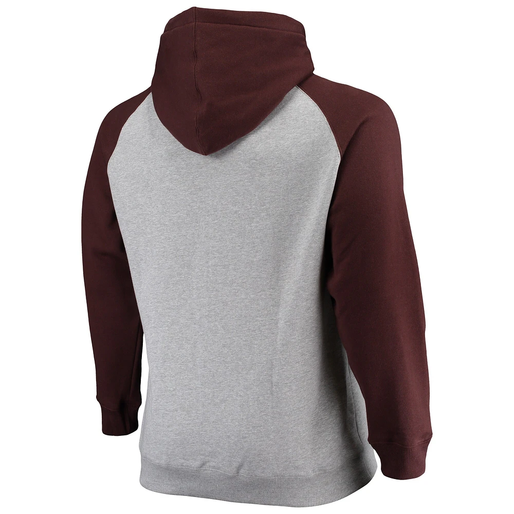 Men's Fanatics Heathered Gray/Brown San Diego Padres Big & Tall Raglan Pullover Hoodie