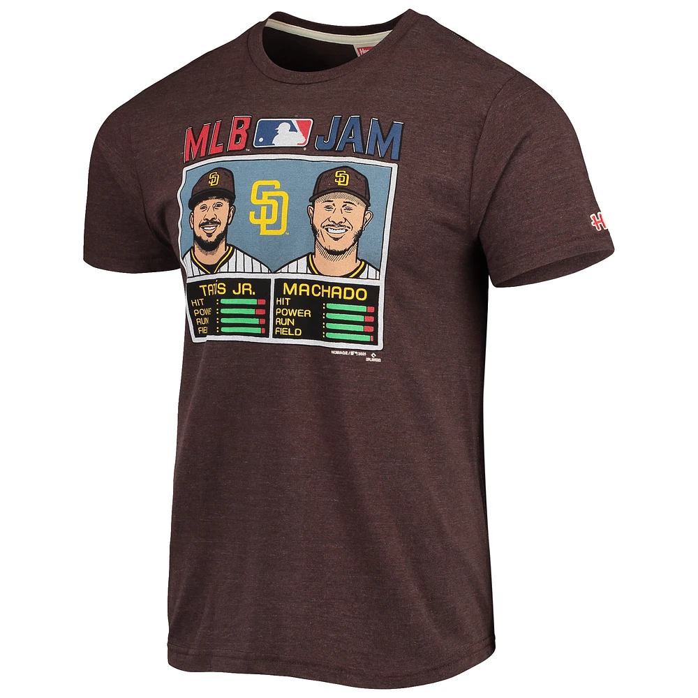 Hommage pour hommes Fernando Tatis Jr. et Manny Machado Marron San Diego Padres MLB Jam Tri-Blend T-Shirt