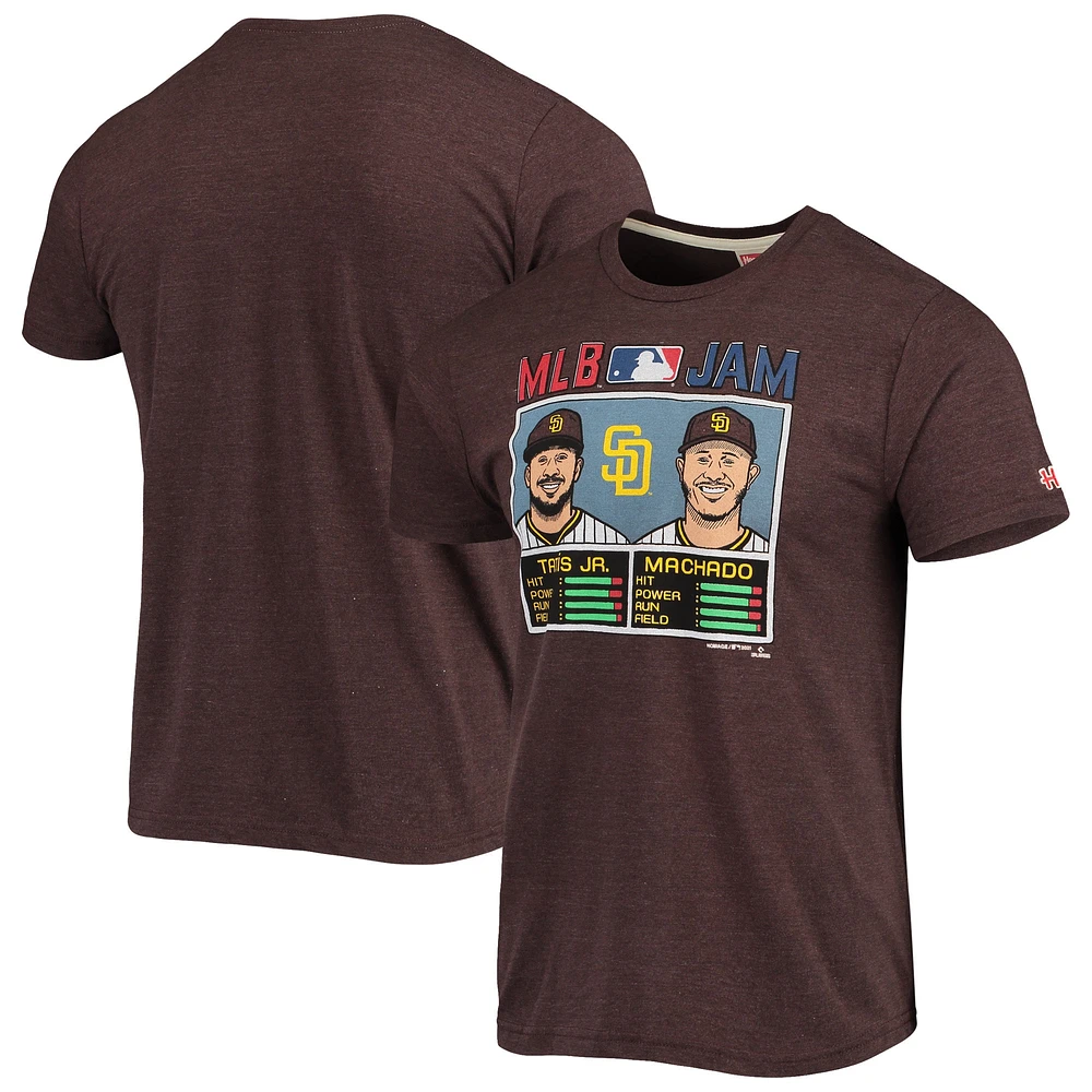 Hommage pour hommes Fernando Tatis Jr. et Manny Machado Marron San Diego Padres MLB Jam Tri-Blend T-Shirt