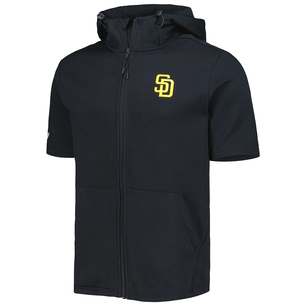 Men's Levelwear Black San Diego Padres Recruit Full-Zip Short Sleeve Hoodie