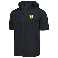 Men's Levelwear Black San Diego Padres Recruit Full-Zip Short Sleeve Hoodie
