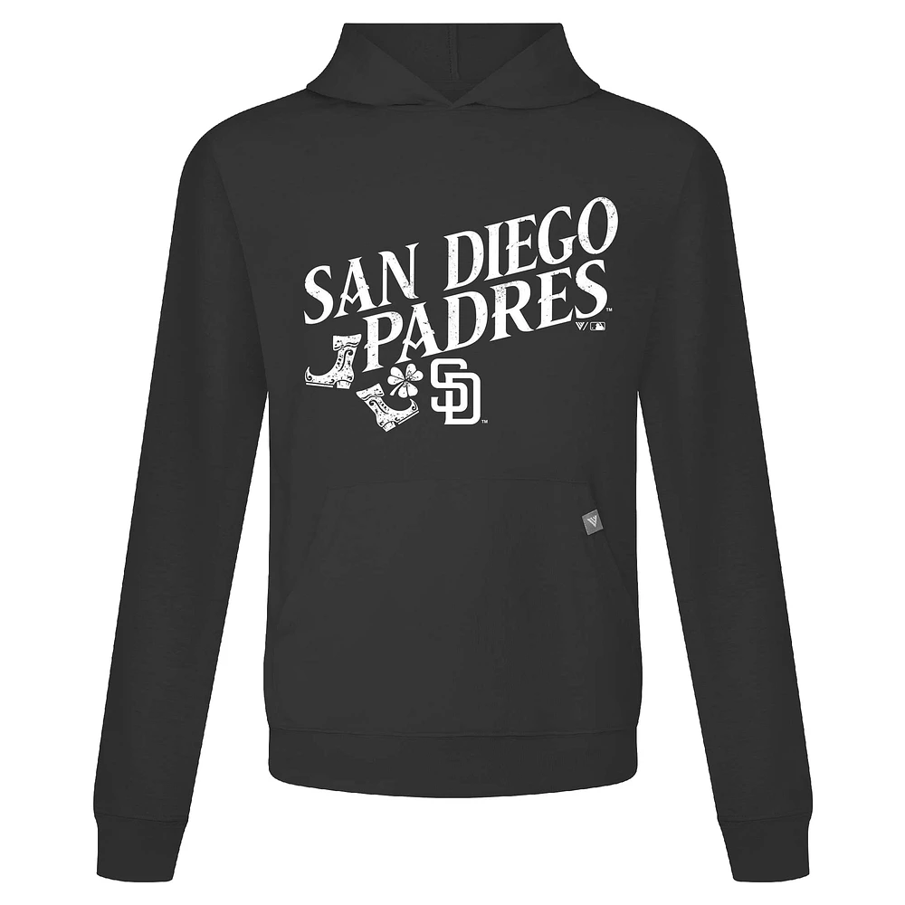 Men's Levelwear Black San Diego Padres St. Patrick's Day Relay Boots Pullover Hoodie