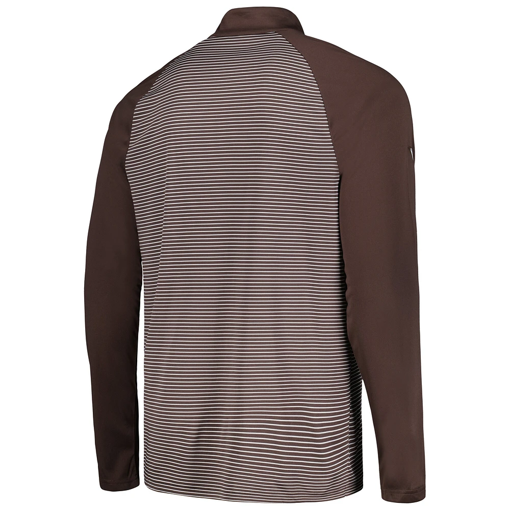Men's Levelwear Brown San Diego Padres Charter Striped Raglan Quarter-Zip Top