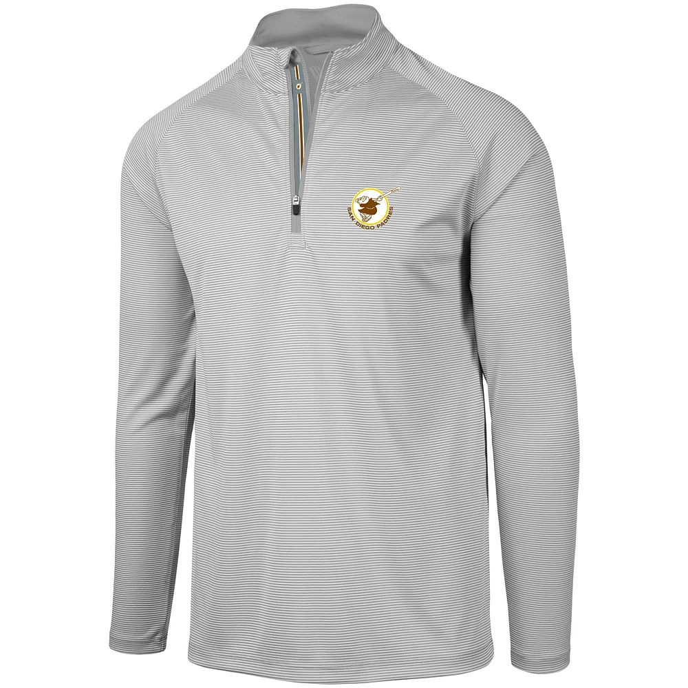 Men's Levelwear Gray San Diego Padres Cooperstown Collection Orion Raglan - Quarter-Zip Jacket