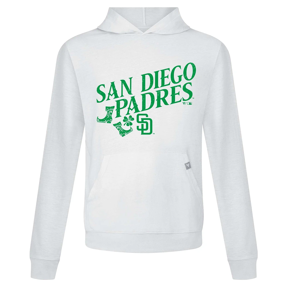 Men's Levelwear White San Diego Padres St. Patrick's Day Relay Boots Pullover Hoodie