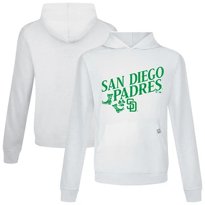 Men's Levelwear White San Diego Padres St. Patrick's Day Relay Boots Pullover Hoodie