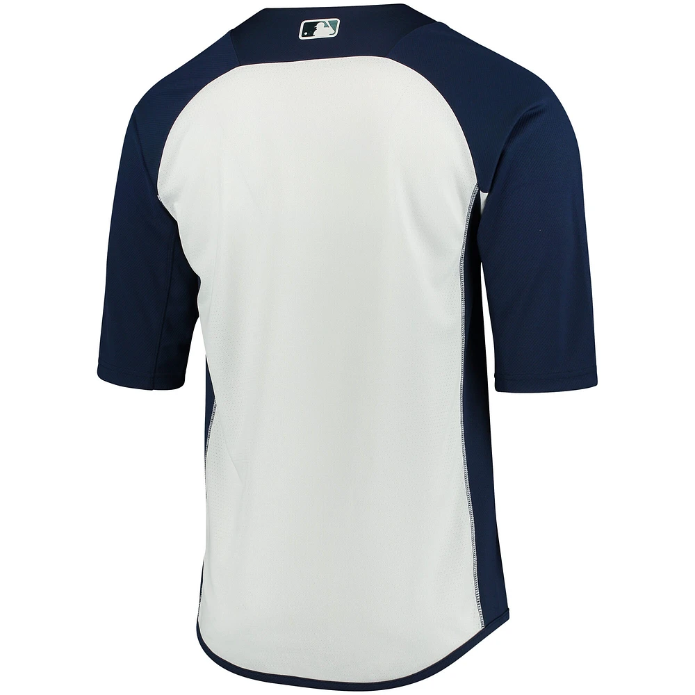 Men's Majestic Navy/White San Diego Padres Authentic Collection On-Field 3/4-Sleeve Batting Practice Jersey