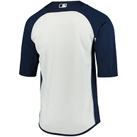 Men's Majestic Navy/White San Diego Padres Authentic Collection On-Field 3/4-Sleeve Batting Practice Jersey