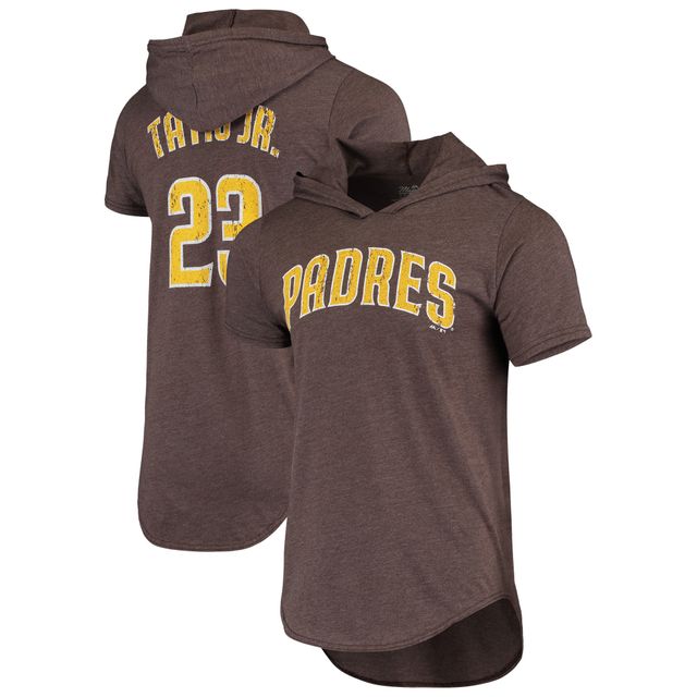 Majestic Threads Fernando Tatis Jr. T-shirt à capuche en trois mélanges pour homme San Diego Padres Softhand Player marron chiné