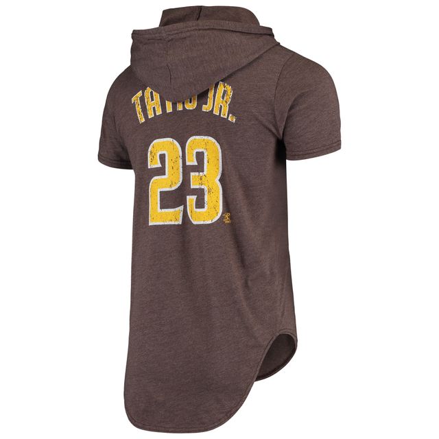 Majestic Threads Fernando Tatis Jr. T-shirt à capuche en trois mélanges pour homme San Diego Padres Softhand Player marron chiné
