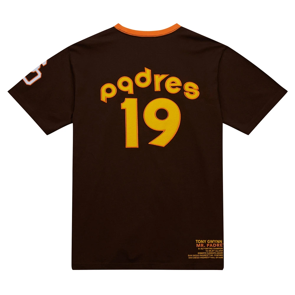 T-shirt pour hommes Mitchell & Ness marron San Diego Padres Cooperstown Collection Player Legends Ringer