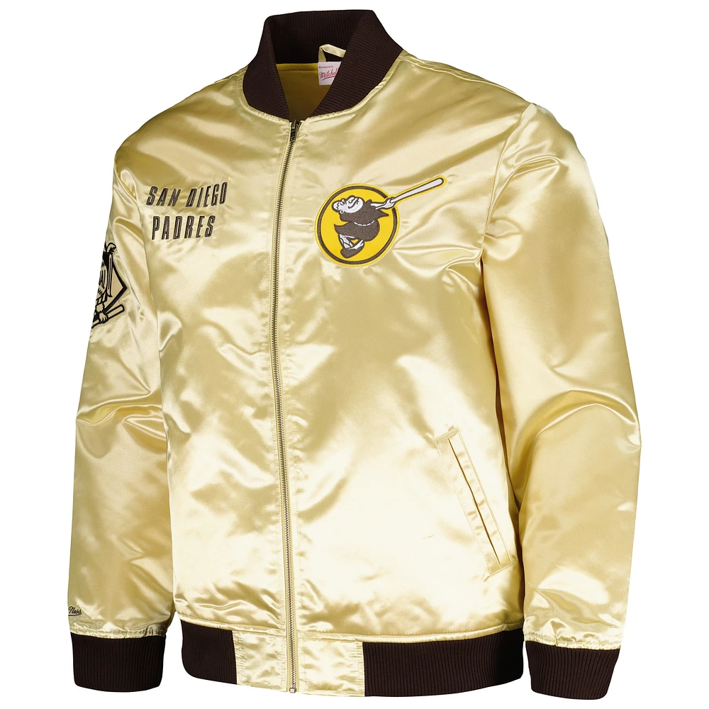 Men's Mitchell & Ness Gold San Diego Padres OG 2.0 Lightweight Satin Full-Zip Jacket