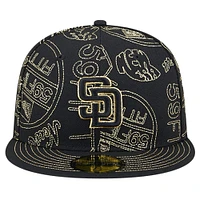 Men's New Era Black San Diego Padres 59FIFTY Day Allover Fitted Hat